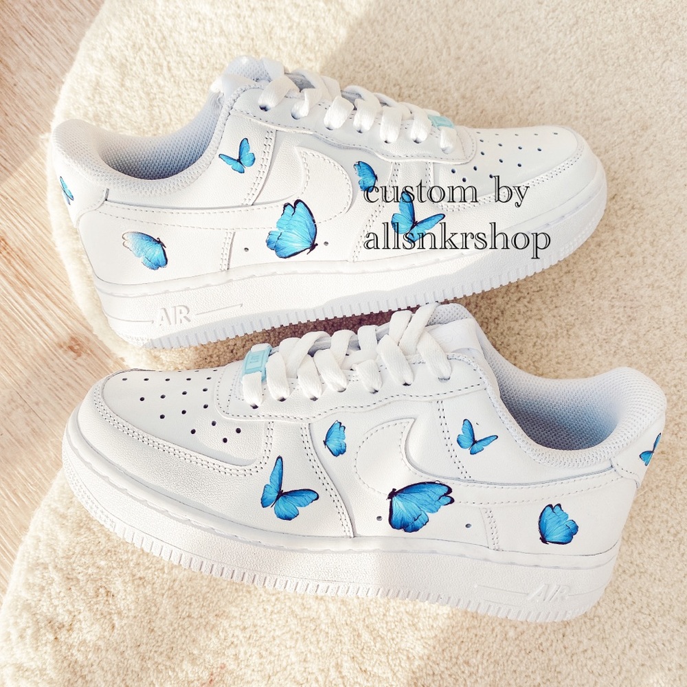Custom nike air force 1 low blue butterfly